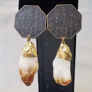 Karen Roache Unique Chinese Good Luck Crystal Clip-on Earrings
